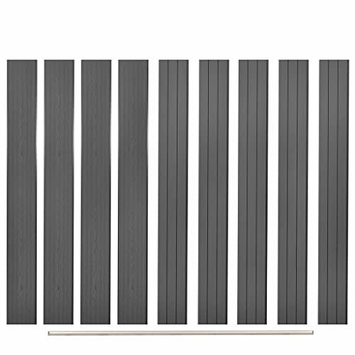 Homgoday Ersatzteilelemente für WPC Zaun 9 Stück 170 cm grau Gartentor Outdoor Zaun Zaun für Außenzaun Baustellenzaun