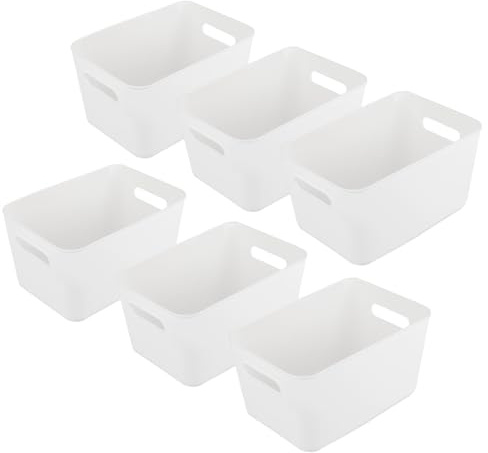Selected Kunststoff-Aufbewahrungsboxen, weiße Aufbewahrungskörbe, 25 x 17 x 15 cm, für Küche, Schränke, Büro, Bad, Spielzeug, langlebige Aufbewahrungsboxen