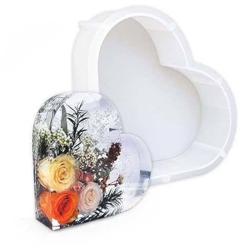 ZHYUAN 21x 18 cm Grandi Stampi Silicone Forma Cuore,Stampo epossidico profondo,Stampo in silicone epossidico a forma di cuore,Stampo in resina epossidica,per Versare Resina Epossidica,Fiori Conservati