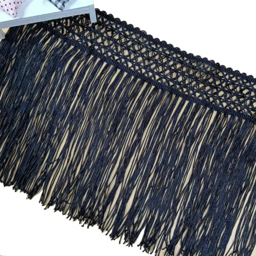 Yurosiay Ribete de Flecos Negro de 3 Yardas, 22 cm de Ancho - Cinta Decorativa Trenzada para Costura, Baile y Manualidades