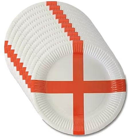 Lizzy 20Pcs England Paper Plates | St George Party Supplies for England Sporting Events Pub BBQ Theme Table Decorations and Celebrations Party