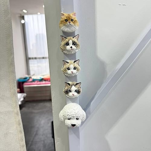 Imanes para Nevera Personalizados De Gatos, Imanes para Nevera Personalizados De Dibujos Animados En 3D Imanes De Escayola para Perros Imanes De Escayola En 3D con Cabeza De Mascota