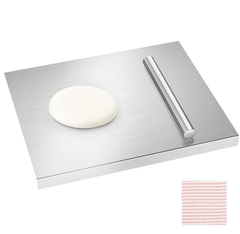 MOOTACO Edelstahl Schneidebrett 80x50cm Profi Edelstahl Arbeitsplatte | küche schneidebrett Edelstahl Küchenarbeitsplatte für Fleisch, Obst, Gemüse, Brot und Backen