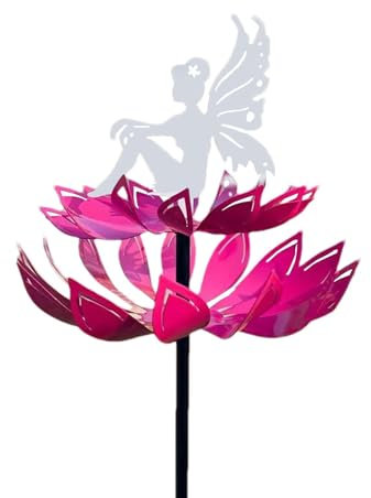 Moulin à vent en métal pour extérieur, jardin en métal, fée des fleurs, résistant aux intempéries, lumière solaire pour terrasse, jardin, terrasse