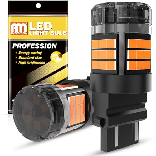 ANTEMOON 3157 P27/7W T25 Bombillas LED Canbus Sin Errores Super Brillante 5000LM 12V 24V Ámbar 3057 3156 4057 4157 para Luz de Marcha Atrás Luz de Freno Luces Diurnas Luces Traseras, 2 Piezas