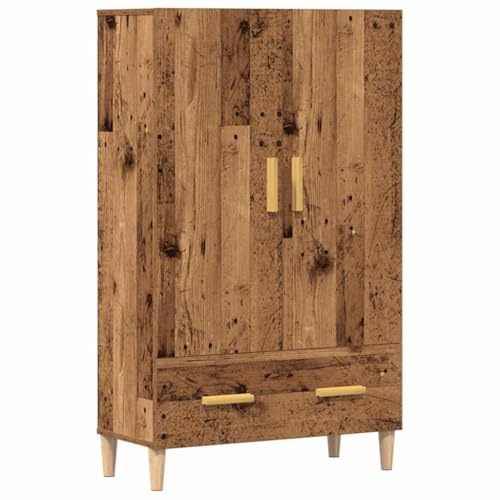 vidaXL Highboard Old Wood - 70x31x115 cm Engineered Wood, Industrial Style for Living Room/Bedroom, with Metal Feet