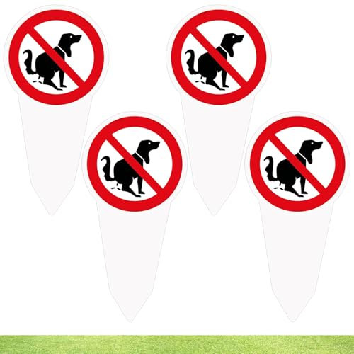 Jortmrd 4 Stück Kein Hundeklo Schild Steckschild Keine Hundetoilette 30 x 15 cm Schild Hunde Kacken Verboten Hinweisschild Verbotsschild aus PVC 3 mm Beidseitig Bedruckt Wetterfest UV-Schutz