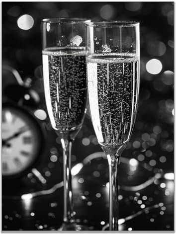 TODOAA Nero,bianco Stampe e Quadri su Tela, Calice da vino d'annata Bianco e Nero Fotografia Murale -Tela Wall Art Bel Regalo per Home Decor Ristorante Cucina-50x70cm Non incorniciato