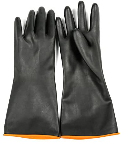 Guantes de limpieza de goma de 35,56 cm de largo, guantes gruesos de látex con ácido industrial
