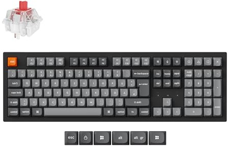 Keychron K10 Max Kabellose Mechanische Tastatur,DE-ISO 100% Layout QMK 2,4 GHz Bluetooth Hot Swap RGB Kompatibel mit Mac Windows Linux Red Switches