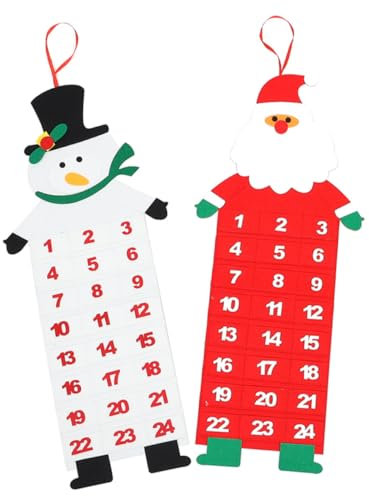 MAGICLULU 2stücke Filz Adventskalender für Wand Weihnachtskalender mit Motiven Türkalender aus Filz für Haustür oder Zimmertür Dekorativer Weihnachtskalender