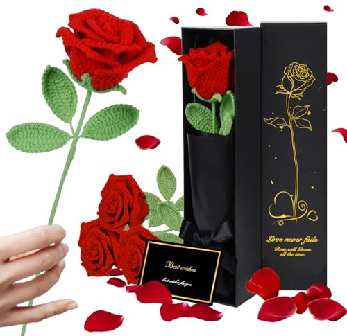 WuikerDuo Rosa Eterna Stabilizzata, Fiori Stabilizzati per Anniversario, Regalo Donna, Regalo Mamma, Regalo Natale, Regali Fidanzata（Rosso）
