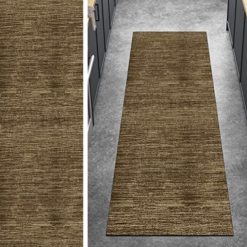 Tappeto passatoia passatoia per corridoio, moderno, lavabile, marrone, con retro antiscivolo, lungo passatoia per corridoio, per camera da letto, porta, scala, dimensioni personalizzabili