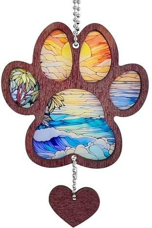 TUYOBG Colorful Paw-Shaped Pet Memorial Gift – Acrylic Dog Remembrance Plaque, Pet Bereavement Gift for Pet Loss – Hanging Suncatcher Ornament for Dog or Cat Memorial, Thoughtful Gift for Pet Lovers