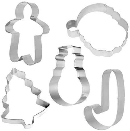 TOPPERFUN 5piezas Cortadores de Galletas Navideñas Moldes de Acero Inoxidable para Hornear Accesorios de Molde de Galletas para Fiestas y Decoración de Mesa