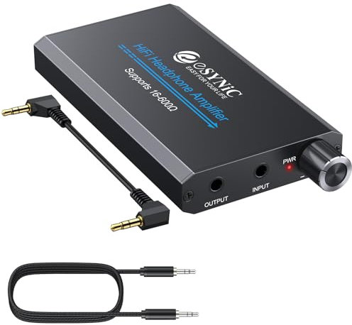 eSynic Professional 16-600Ω Portable Headphone Amplifier Rechargeable Headphone AMP Headphone Amplifier 3.5mm Headphone Amps with Two-stage Gain Switch Perfect for MP3 MP4 Phones Digital Players etc