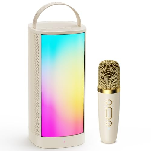 Karaoke Maschine für Kinder Erwachsene，Tragbarer Karaoke, Mini Karaoke Machine with LED Lights, Gifts Toy for Girls and Boys