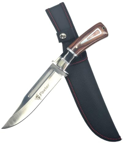 Hurtnet Taktisches Jagdmesser Finka | 15,5 cm Edelstahlklinge | 26,5 cm Gesamtlänge | Holzgriff mit Stahlverstärkung | inklusive Gürtel-Scheide | Outdoor, Angeln, Wald, Bushcraft, Camping, Survival