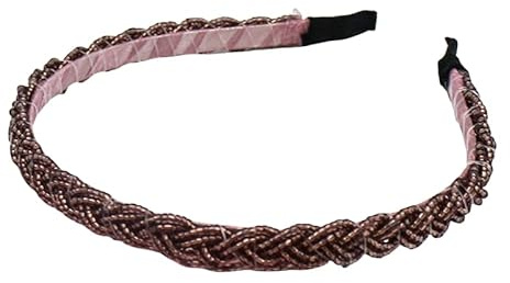 WANYI 1 Stück Haarreifen Damen Haarreif Geflochten Stirnband mit Perlen Mode Stirnbänder Trachten Haarreif Süß Haarband Haarschmuck für Damen und Mädchen(Braun)
