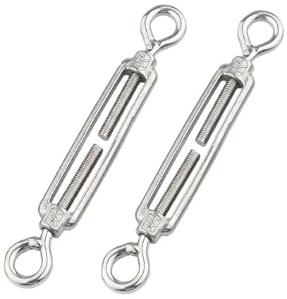 304 Stainless Steel Turnbuckle Eye and Eye Heavy Duty M4-M27 Tensioner for Cable Wire Rope Tension, Sun Shade, Tent Installation, 2 Pack(M12)