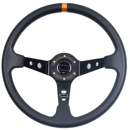 Sportlenkrad Universal 350mm 14 Zoll Wildleder Auto Racing Lenkräder Driften Sport Lenkrad(PU-black-Gold)