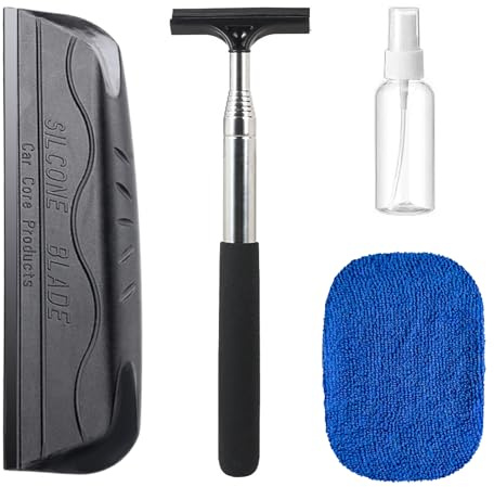 Set of 2 Windscreen Puller Car Set for Silicone Puller Car and Telescopic Windscreen Cleaner Car Side Mirror Wiper for Car Window Rear View Mirror and Shower Cubicles