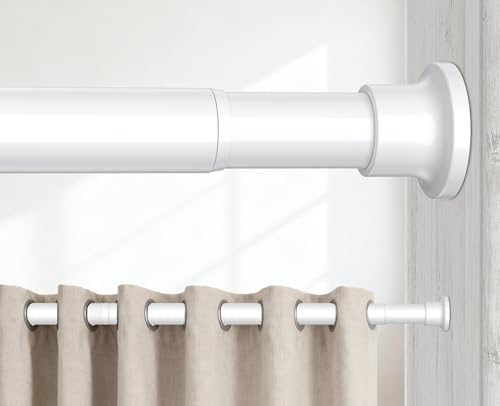 BSYXLSX 1 Stücke Gardinenstange Ohne Bohren,102-215cm Weiß Teleskopstange Zum Klemmen,Ø 25 mm,Klemmstange Für Gardinen Geeignet für Fenster, Badezimmer und Ähnliches