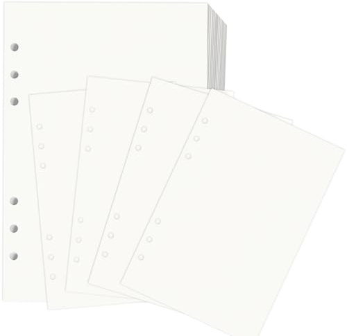 Jiaoshou Pan Ringbucheinlagen A5 Blanko, 240 Blätter Nachfüllpapier 6 Loch