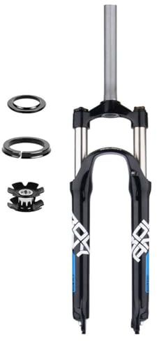 HOMSXPAC Fourche à air pour VTT 26/27,5/29 Pouces, Freins à Disque, Tube Droit sans Filetage 1-1/8, débattement de 85 mm, axe QR 9 mm, HL (Couleur:Noir-Bleu, Taille 29)