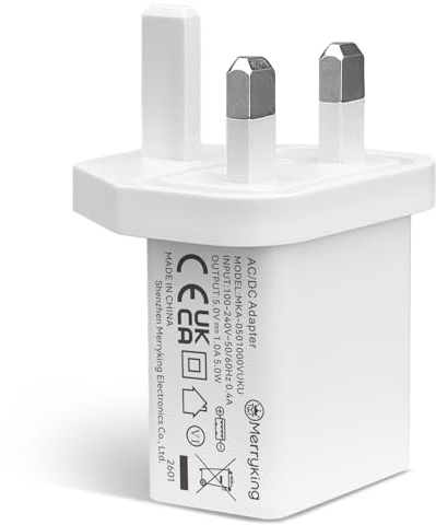 ANLINK 5V 1A 5W White USB Charger, UK USB Plug, USB-A Output, USB Power Adapter for Security Camera, Phone, Tablet, Speaker, USB Fan and More USB Powered Devices, UKCA Certified