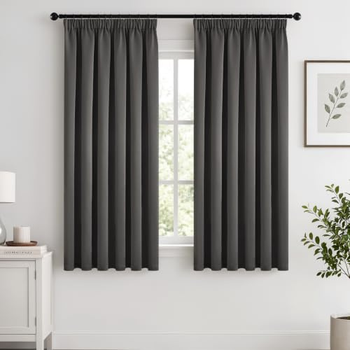Woaboy Rideau occultant Thermique Galon fronceur 2 Pièces L101xH160 Gris