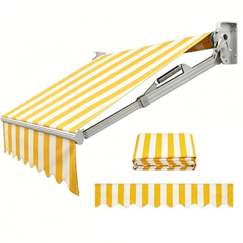 Telo di Ricambio Tende da Sole Commerciali 380 g/㎡, Tessuto Impermeabile Tende Retrattile Esterno, Copertura Protezione Solare Tendone per Giardino, Terrazze, Ristoranti, Porta