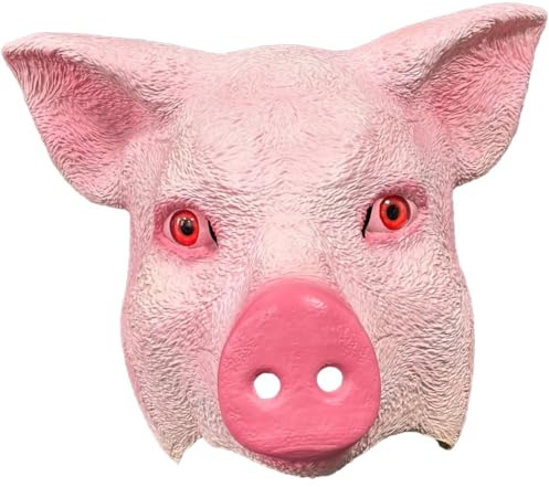 Vobumix Latexmask med grishuvudform, djur-cosplay-mask, helmask för halloween, karneval, kostymfest, utklädnings- och fotorekvisita.