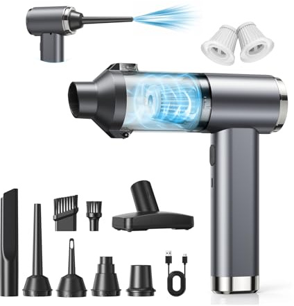 NIWOHOM 25000Pa Handheld Vacuum Cleaner Powerful,4-in-1 Portable Car Hoover | 6000mAh USB Rechargeable,Cordless Car Vacuum Cleaner with HEPA Filter, 150000RPM Air Duster for Home, PC, Pet Hair