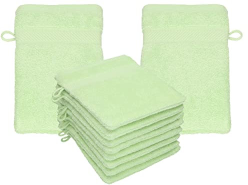 Betz Paquete de 10 Manoplas de baño Palermo 100% algodón tamaño 16x21 cm (Verde)