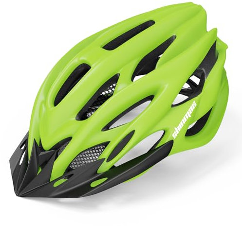 Shinmax Fahrradhelm Herren Damen Fahrradhelm mit Licht Fahrrad Helm mit Visier Helm Fahrrad Superleicht Einstellbare MTB Erwachsenen mit Aufbewahrungstasche (Grün)