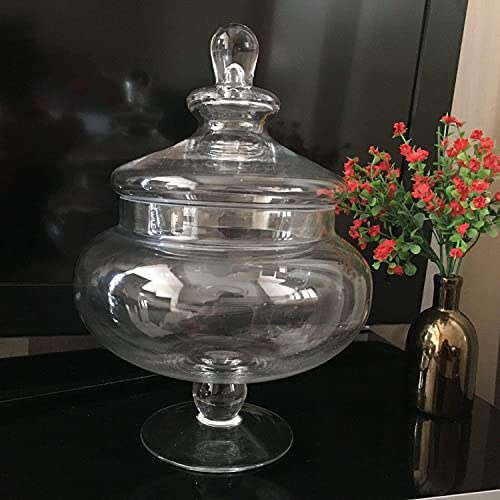 DEENZ Traditional Vintage Squat Glass Bonbon Sweet Jar Wedding Party Footed Sweet Jar (30 cm)