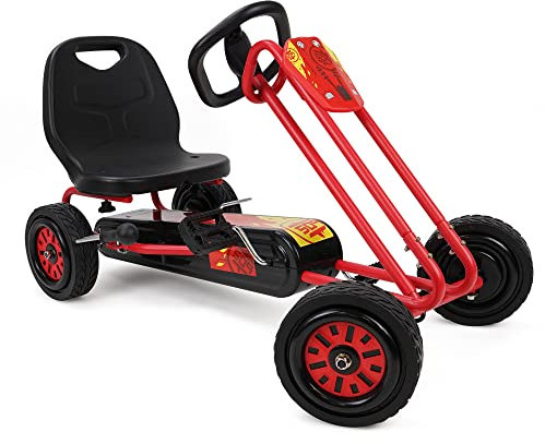 509 Crew Rocket Pedal-Gokart – rot| Tretauto | Aufsitzspielzeug für Jungen & Mädchen mit ergonomisch verstellbarem Sitz & präziser Handhabung, Gummiräder, mit Handbremse, ab 4 Jahren