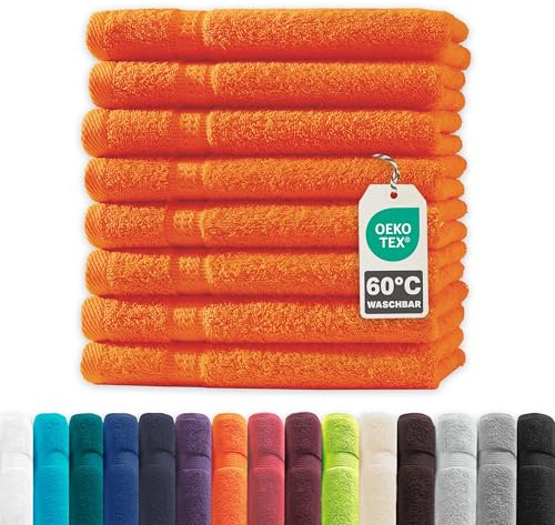 Müskaan® 8er Handtuch Set Terra-Orange, 100% Baumwolle, 50x30cm, 500g/m² – Öko-Tex, Frottee Handtücher Set Baumwolle, Gästetücher 30x50cm, Handtuchset Orange für Bad, 60°C waschbar, Frotteetücher