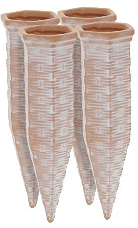Relaxdays Tonkegel Bewässerung, 4er Set, Gießkegel für 1,5 l PET-Flaschen, für Zimmerpflanzen & Balkonkästen, terrakotta