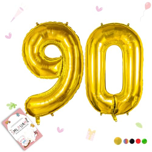 Smlpuame Compleanno Palloncino Numero 102 cm 0-9 Palloncini Oro Grande Numero 90, Palloncini Digitali per Forniture per Decorazioni Feste di Compleanno