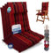 Beautissu 4er Set Premium Hochlehner Auflage mit Kopfpolster 120x50cm Sun-HL – 8cm Dick Polster Gartenstuhlauflage rutschfest Befestigungsbänder UV-Lichtechtheit 5 – Robust Stoff Rot Gestreift