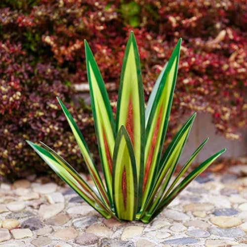 XDGJTBFMY Plantes d'agave en métal pour décoration d'extérieur, tequila de 55 cm - Statues de jardin rustiques - Décoration d'extérieur - Pour maison, jardin, cour, pelouse (vert)