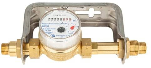 Einstrahlzähler ETK Kombi-Set (Kaltwasser) bis 30 Grad Länge 80 mm, inkl. Bügel 1/2 Zoll Edelstahl