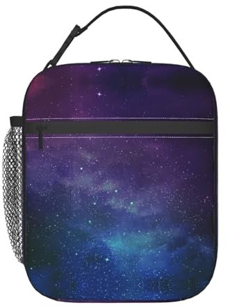 HJLUUFT Bolsa de almuerzo con diseño de universo con estrellas y galaxia, bolsa térmica térmica para adultos y niños pequeños con lonchera Bento