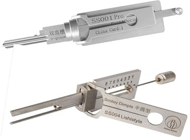 YCXNLONG 2-teiliges SS001 SS004 Türschloss-Pick- und Decoder-Werkzeug für zivile Türschloss, professionelle Schlosserwerkzeuge, Schnellöffner