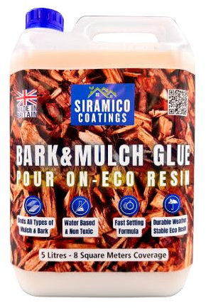 Bark & Mulch Glue ECO-Resin™ Holder Binder | 5 litres | Waterbased Binder for Bark & Mulch on Borders, Patios & Garden Paths. Non Toxic & Pet Friendly
