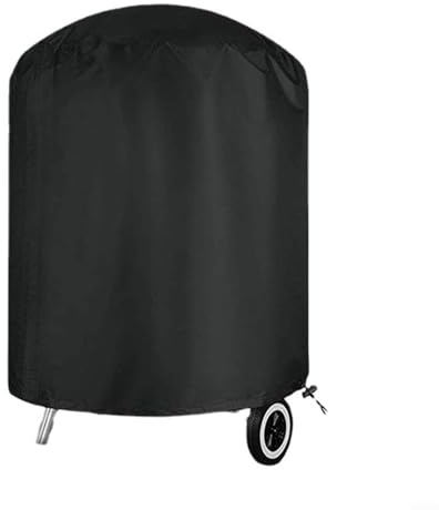 BlesConi Runde Grillabdeckung, wasserdicht, Outdoor-Grillschutz, mit Kordelzug für Feuertopf, Kochen im Freien, Oxford-Stoff, schwarz (62 x 105 cm rund)