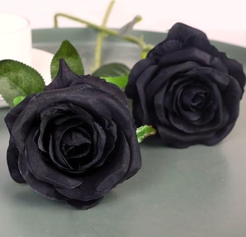 Genérico Rosa Negra ETERNA Sintetica. Rosas Negras de la mas Regalos, cumpleaños, Decoracion. Rosa Negra Material Sintetico. Hecho en España.