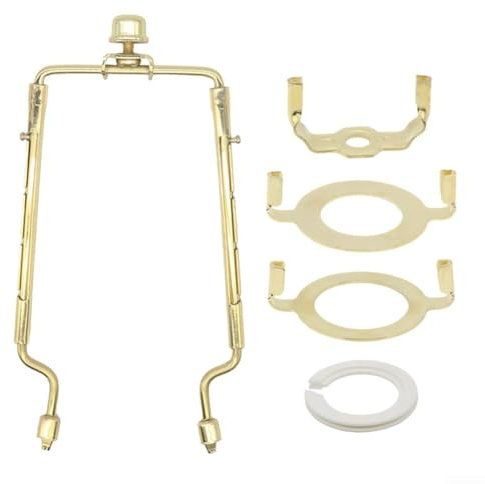 HpLive Supporto per paralume 8 pollici, struttura in metallo regolabile con adattatore per lampade da tavolo E26 E27 E14 (oro)